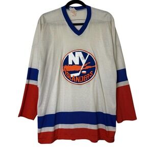 80s Vintage New York Islanders CCM White Sz M (B1801) Sandowknit NHL Hockey